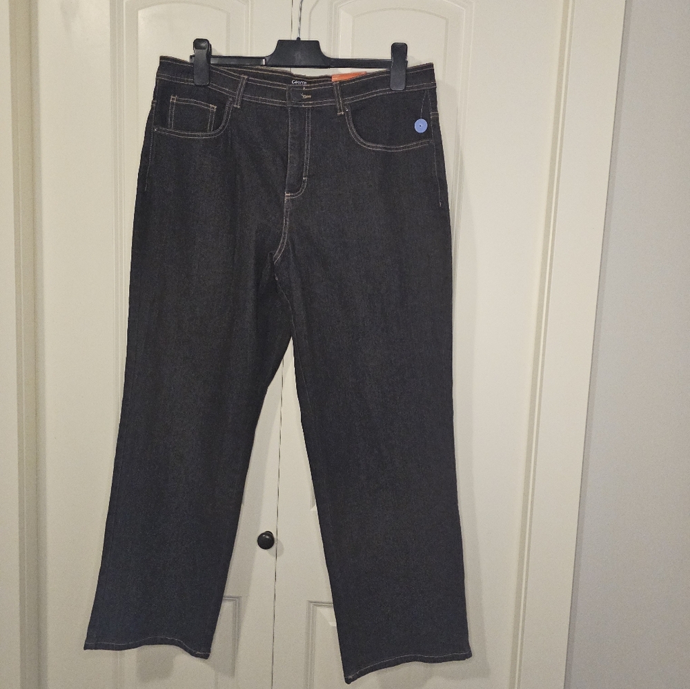 George Womens Petite Dark Wash Denim Jeans Straight Leg Stretch SZ 18P New